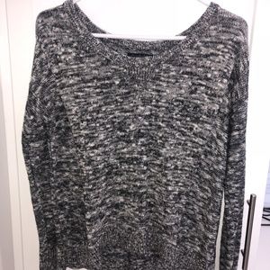 Gray, black and white sweater